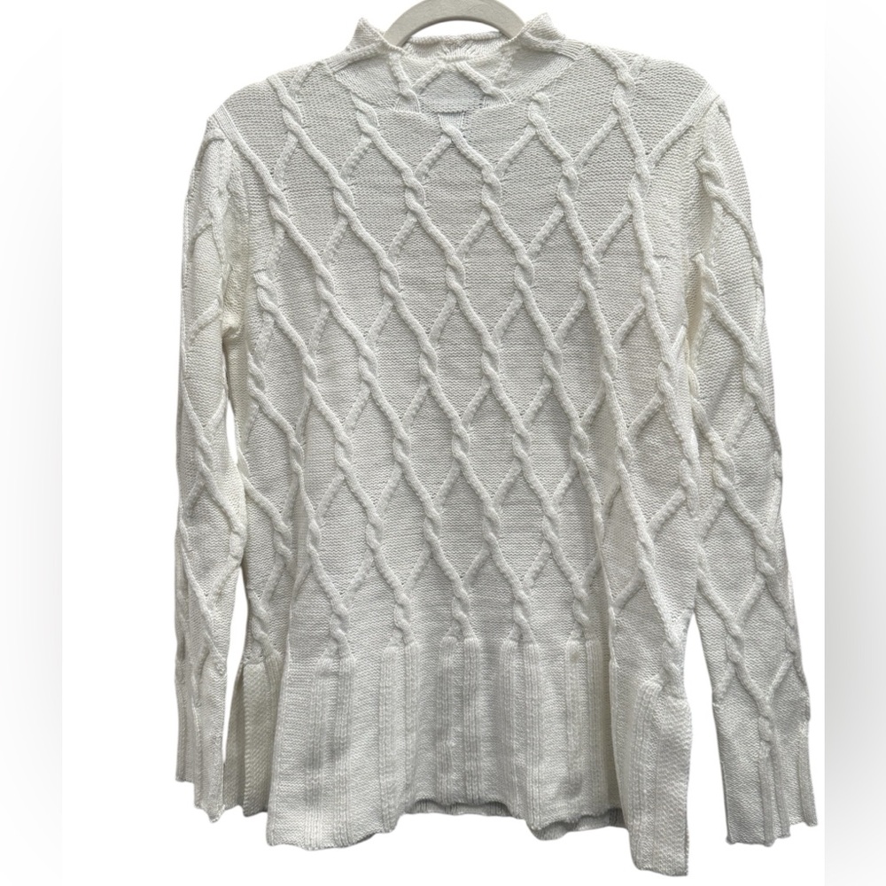 ✨Elena Wang Textured Lattice Mock-Neck Sweater | Ivory‎ | Size S | NWT Sample